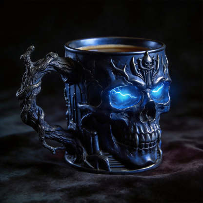 Viking Rune & Medieval Gothic Blood-Stained Warrior Skull Coffee Mug