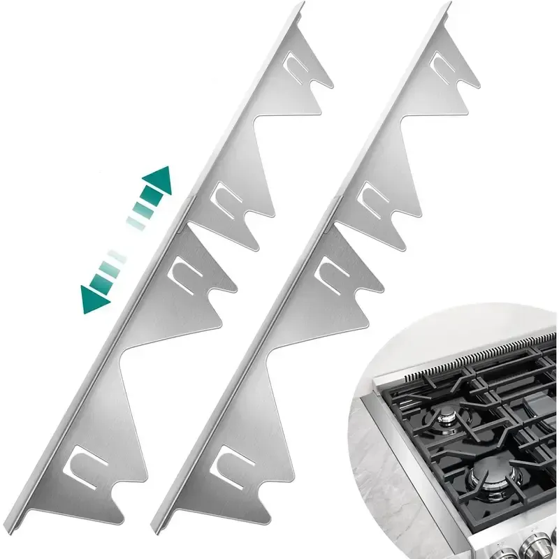 [SUPAFA]  Stainless Steel Stove Gap Covers,Stove Gap Filler,Range Trim Kit, Stove Gap Guards, Heat Resistant and Easy to Clean, Easy retractable Length 13.8" to 27.5", Width 0.79"(2PCS) Adjustable Telescoping，kitchen gadgets