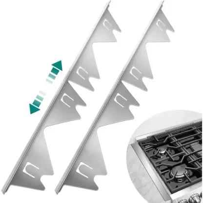 [SUPAFA]  Stainless Steel Stove Gap Covers,Stove Gap Filler,Range Trim Kit, Stove Gap Guards, Heat Resistant and Easy to Clean, Easy retractable Length 13.8" to 27.5", Width 0.79"(2PCS) Adjustable Telescoping，kitchen gadgets