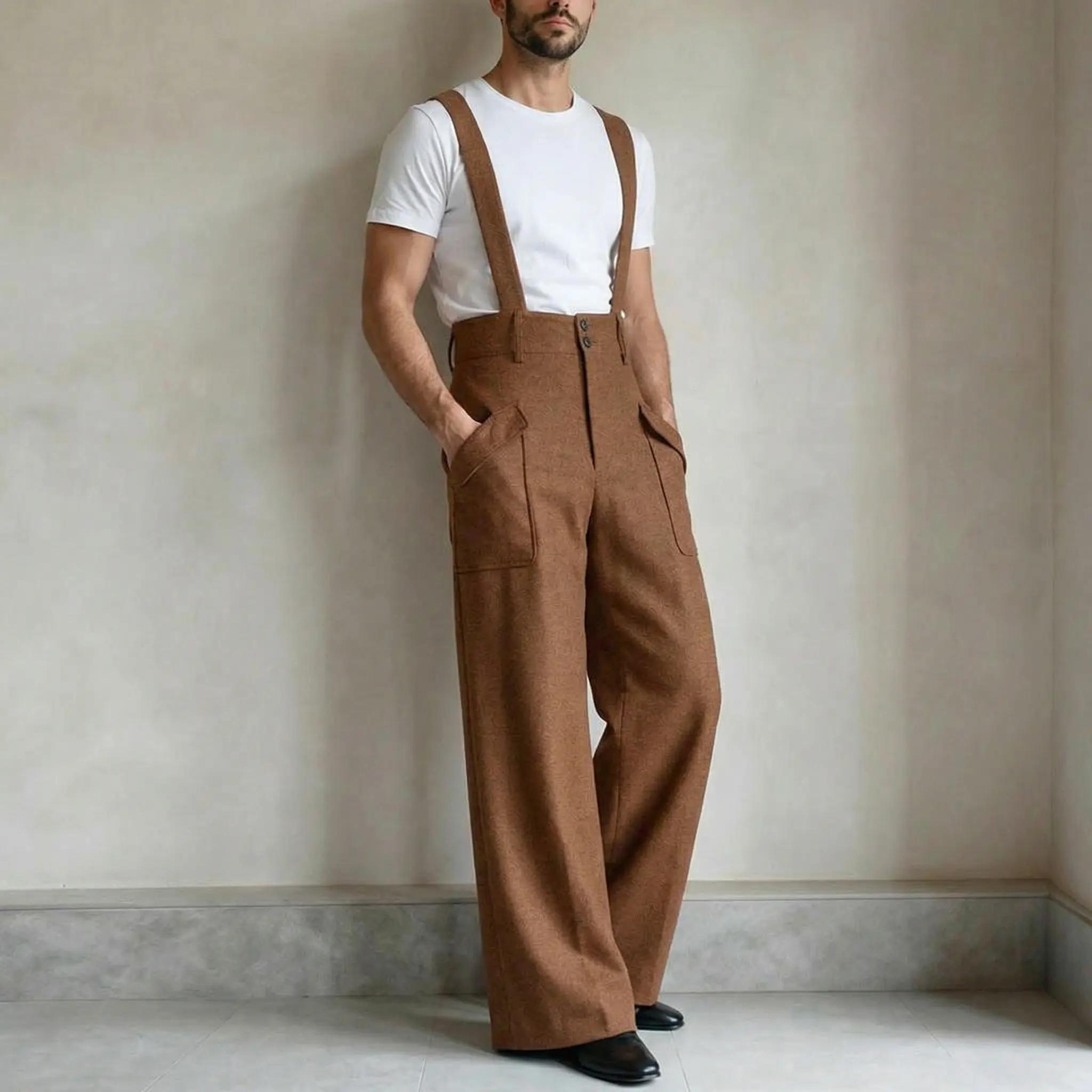 Incerun "Avant-Garde" High-Waisted Suspender Overalls: Modern Palazzo Silhouette & Architectural Tailoring for Statement Events 🏛️