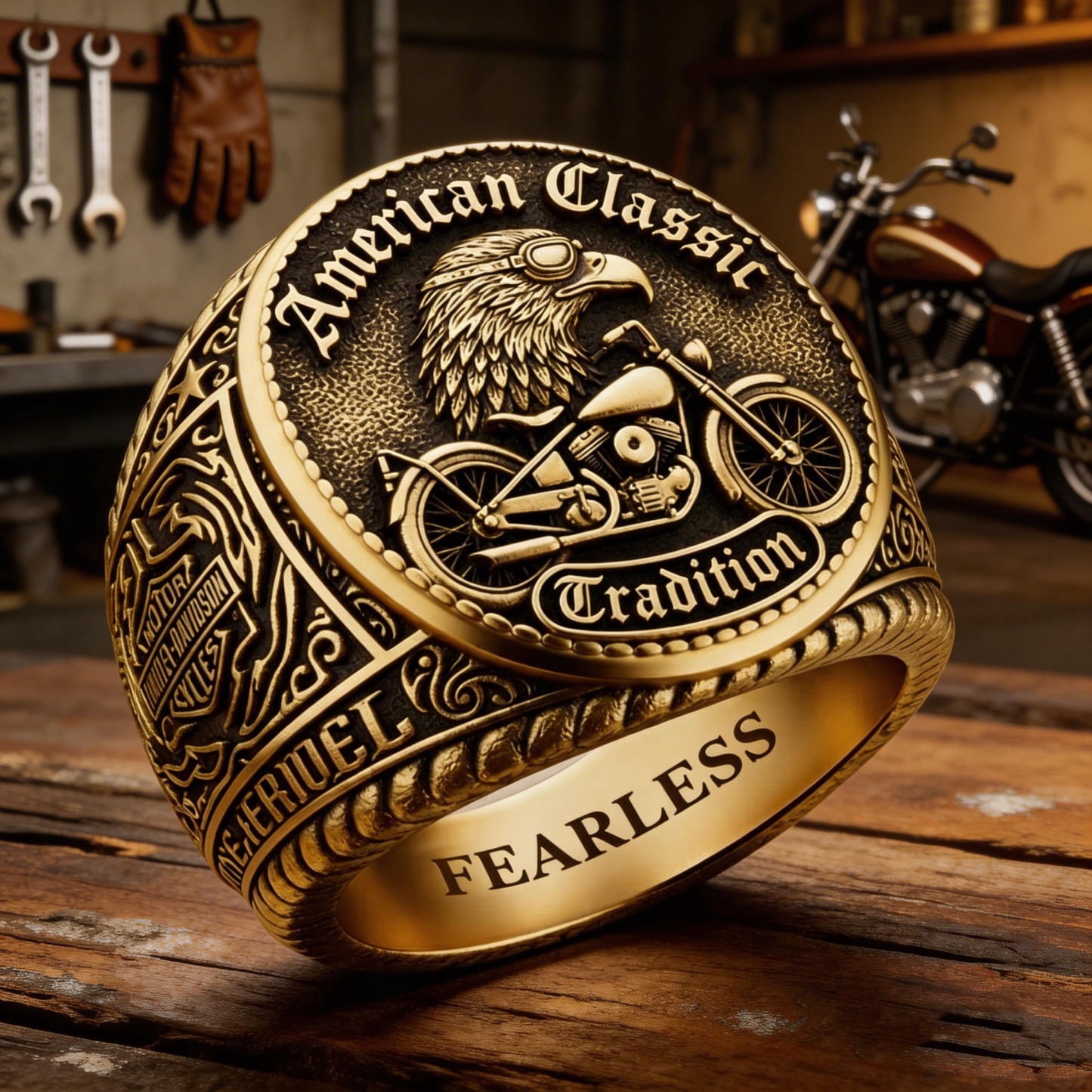 Classic American Motorcycle Style Vintage Biker Ring