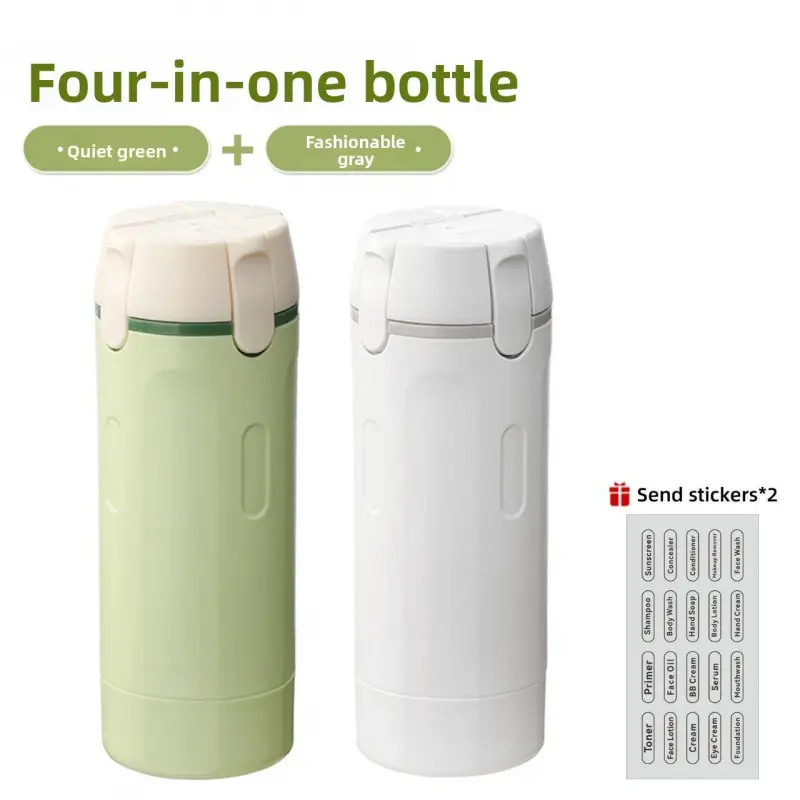 4-in-1 Portable Cosmetic Shampoo Dispenser Storage Bottle Plastic Travel Friendly Compact Design for Easy Carrying