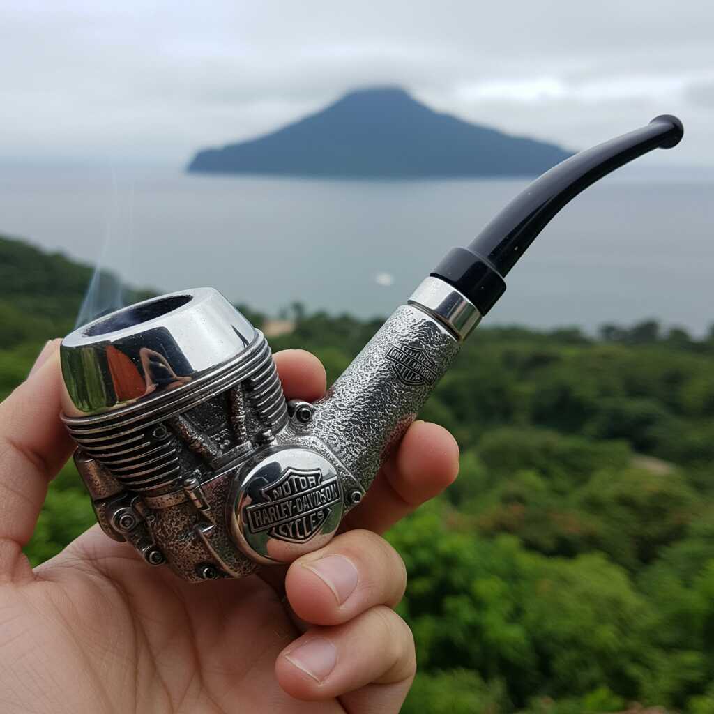 Retro motorcycle-style engine shape metal pipe