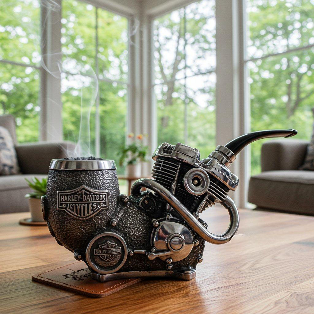 Retro motorcycle-style engine shape metal pipe