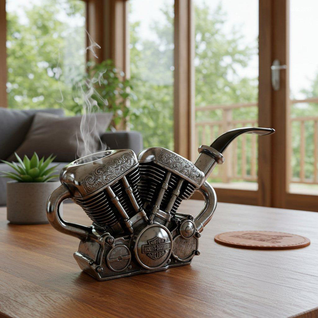 Retro motorcycle-style engine shape metal pipe