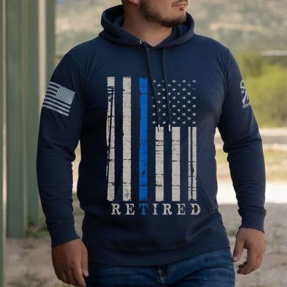Retired Police Officer Thin Blue Line Flag Retirement