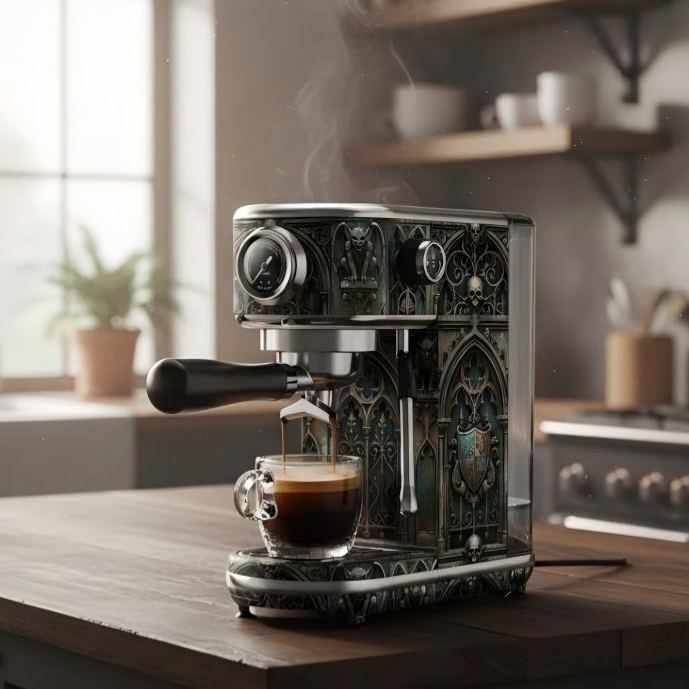 Gothic Skull Pattern Espresso Machine