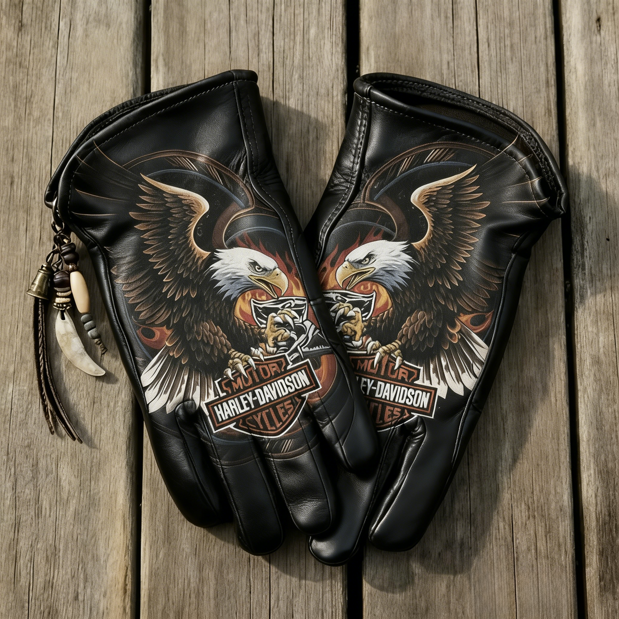 Vintage Style Gothic Pattern Motorcycle Riding Gloves