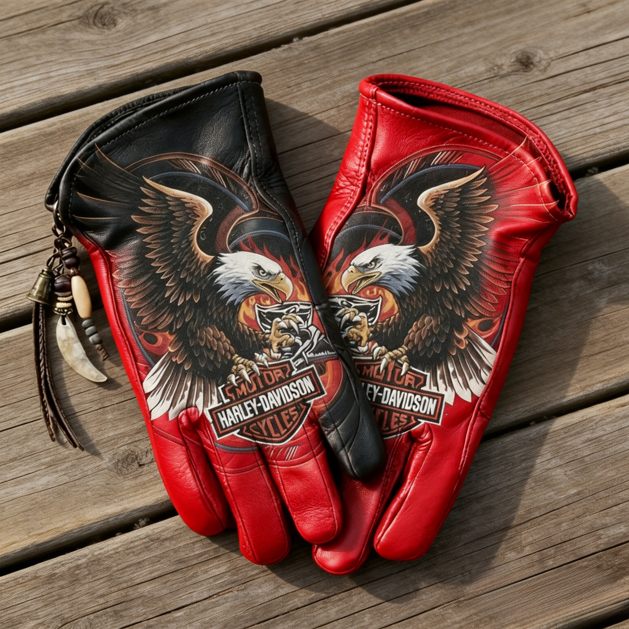 Vintage Style Gothic Pattern Motorcycle Riding Gloves