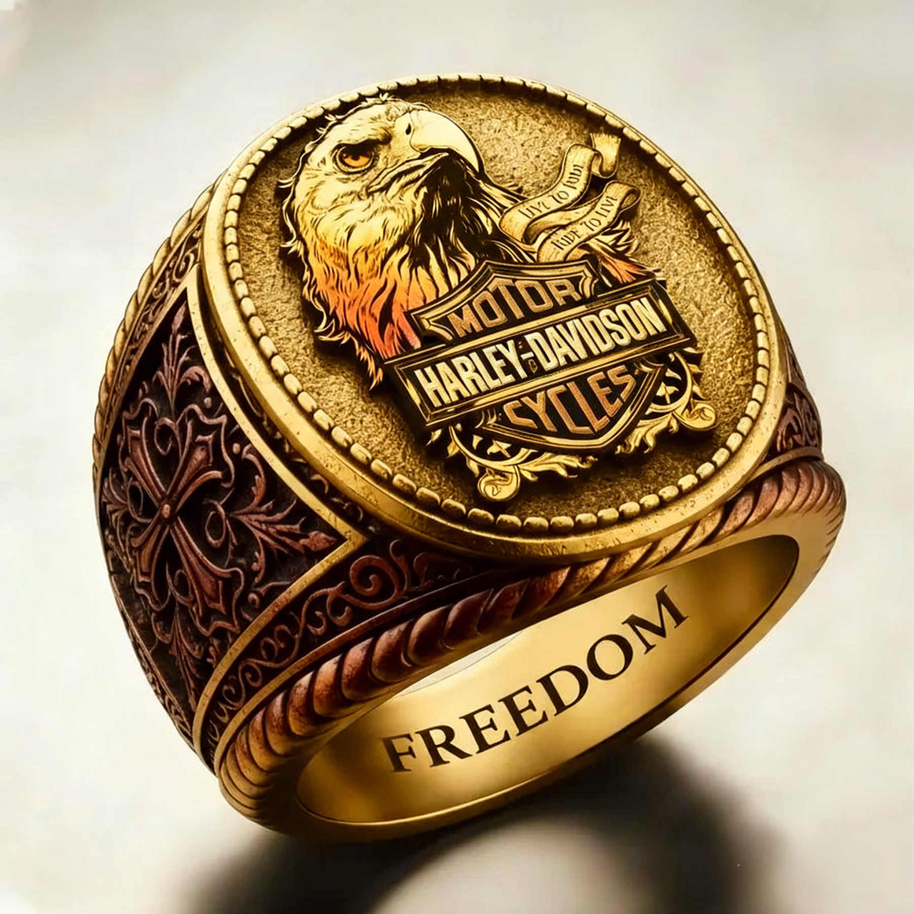 Harley-style pattern ring