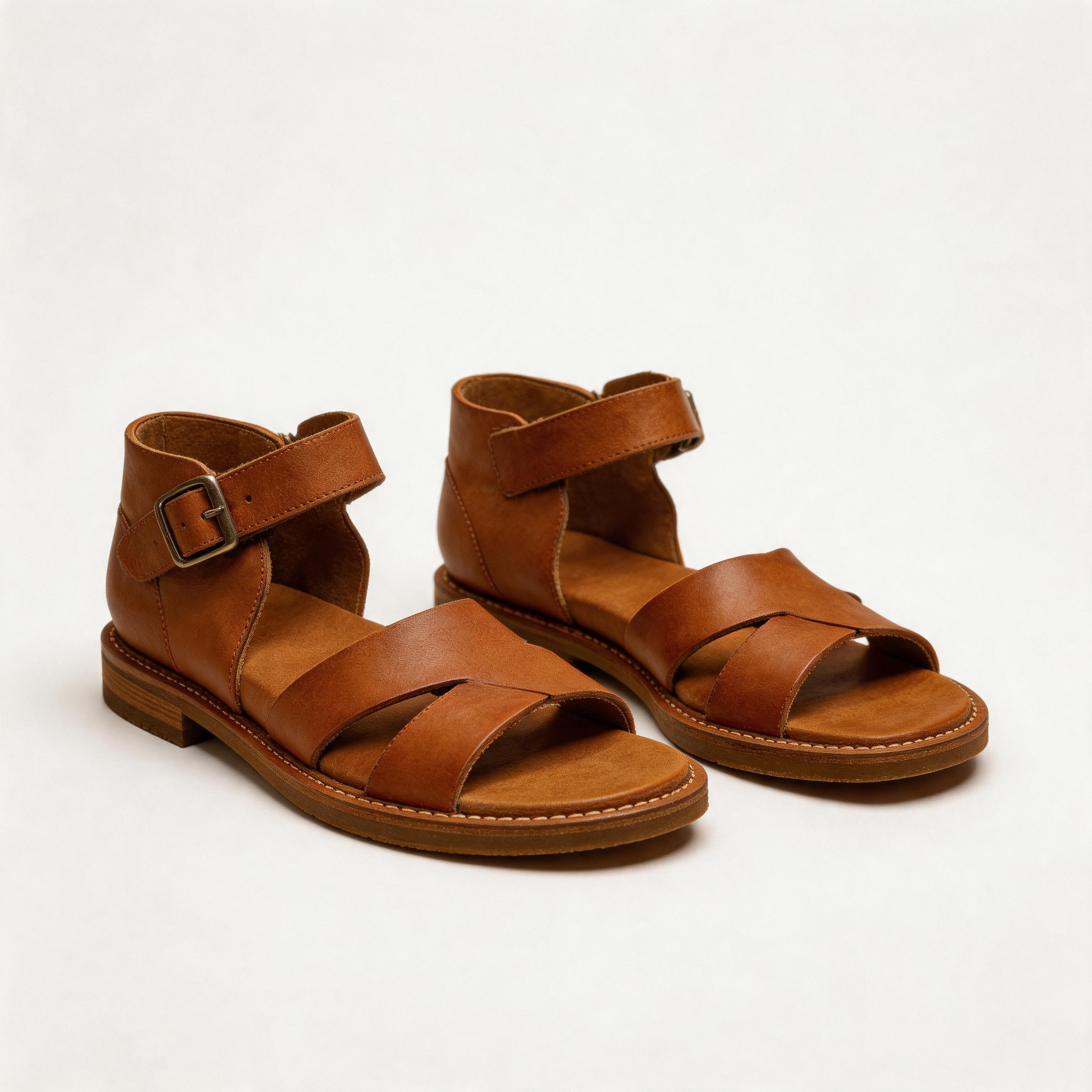 Men’s Vintage Leather Roman Sandals Casual Vacation Beach Shoes