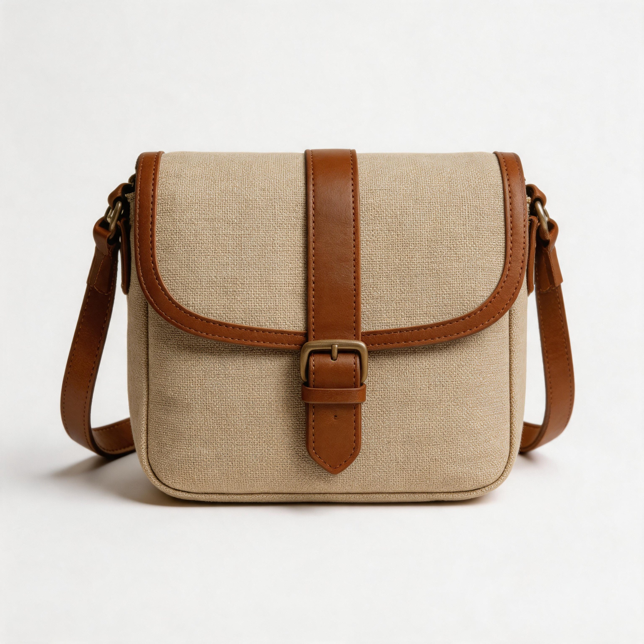 Men’s Vintage Canvas & Leather Crossbody Bag Travel Satchel