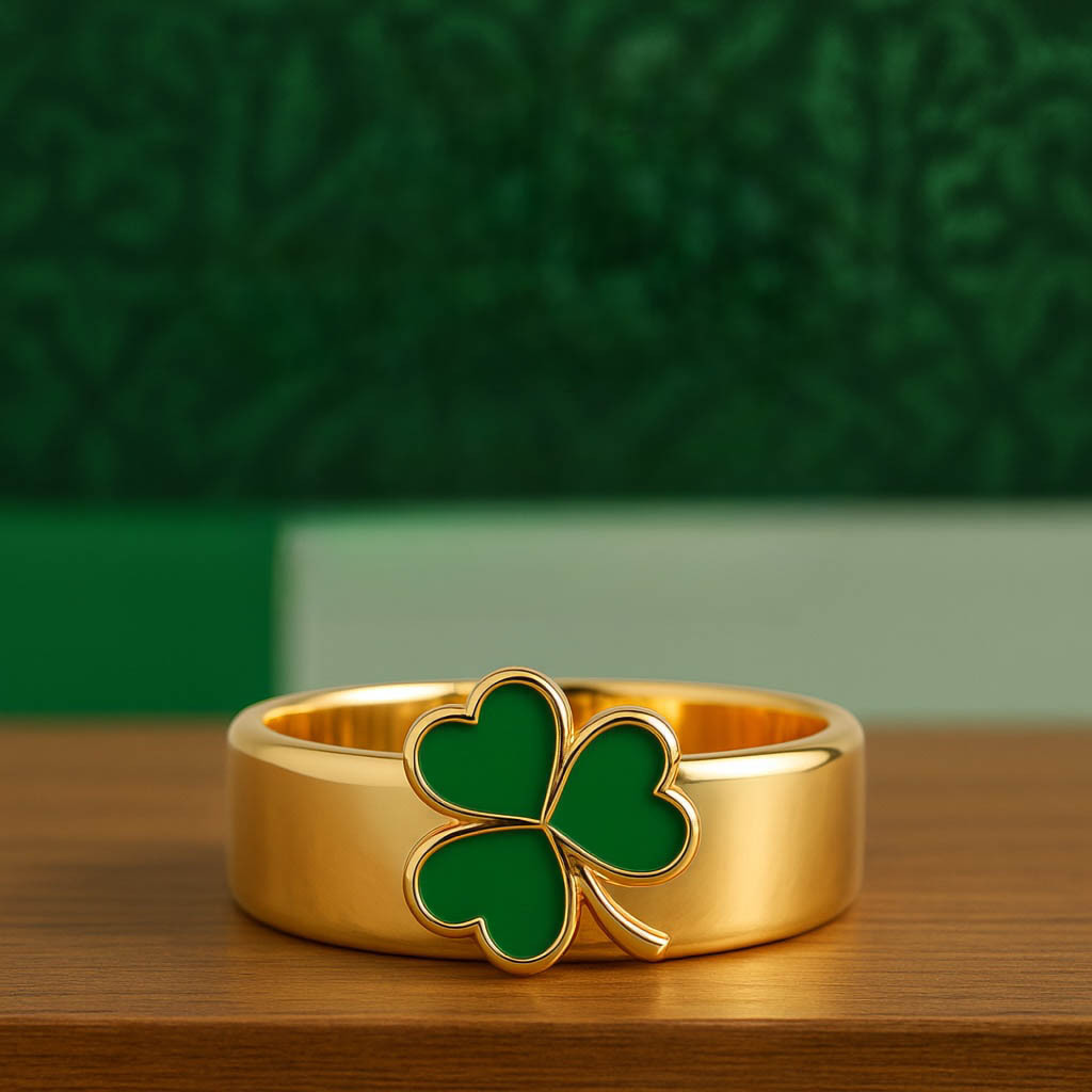St. Patrick’s Day Lucky Ring – Custom Name & Date Band