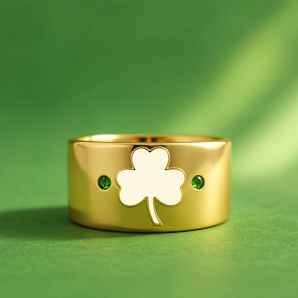 St. Patrick’s Day Lucky Ring – Custom Name & Date Band