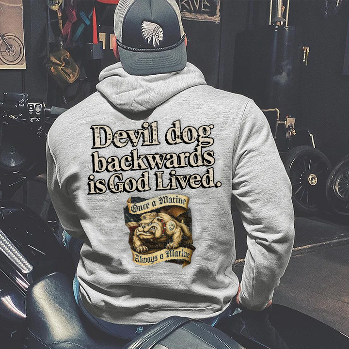 U.S. Marine Corps Devil Dog Gray Hoodie