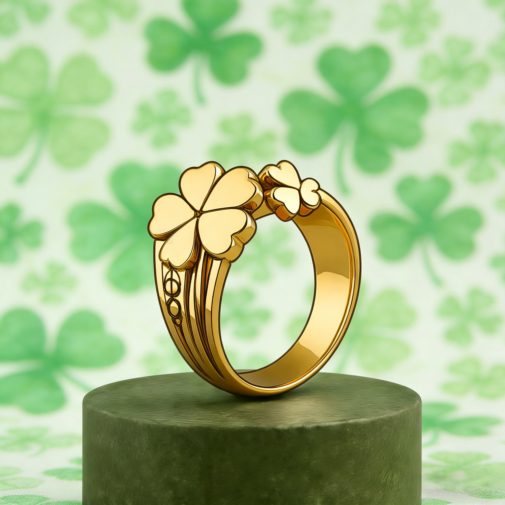 St. Patrick’s Day Lucky Ring – Custom Name & Date Band