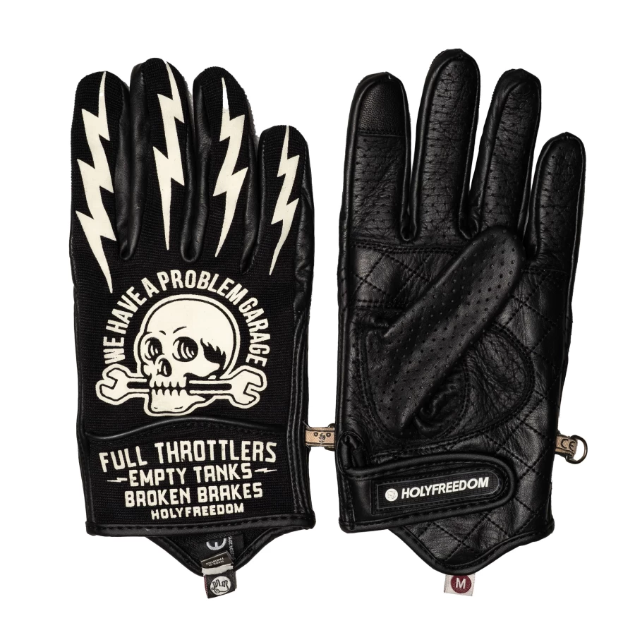 Skull Slogan Biker Gloves – Vintage Rock Style Motorcycle Gloves