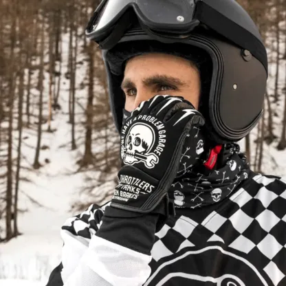 Skull Slogan Biker Gloves – Vintage Rock Style Motorcycle Gloves