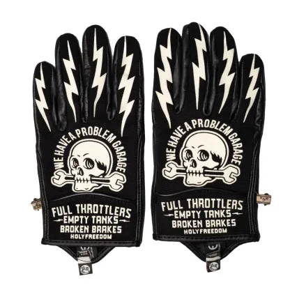 Skull Slogan Biker Gloves – Vintage Rock Style Motorcycle Gloves