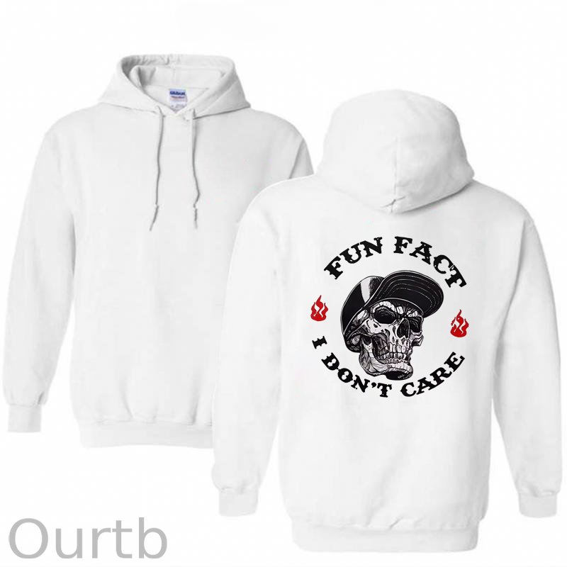 Fun Fact I Don't Care Print Hoodie