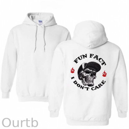 Fun Fact I Don't Care Print Hoodie