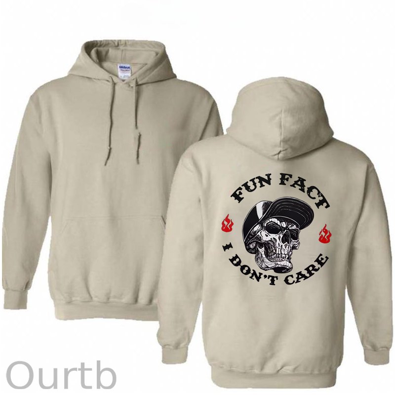 Fun Fact I Don't Care Print Hoodie
