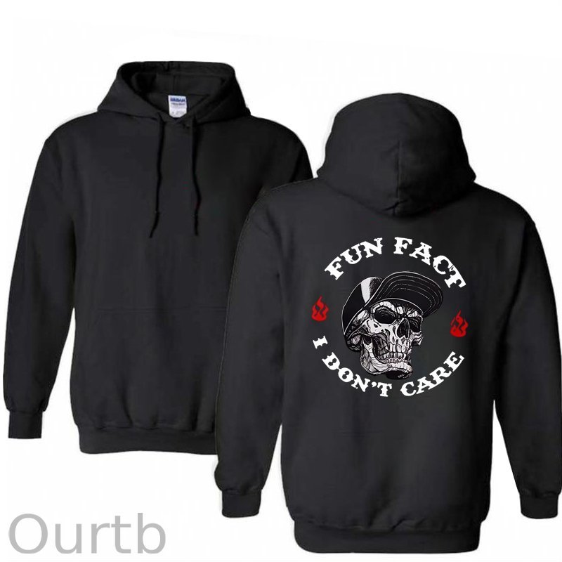 Fun Fact I Don't Care Print Hoodie