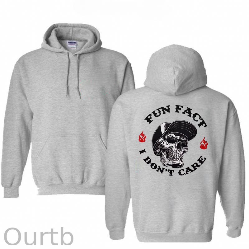 Fun Fact I Don't Care Print Hoodie