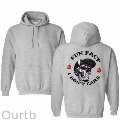 Fun Fact I Don't Care Print Hoodie