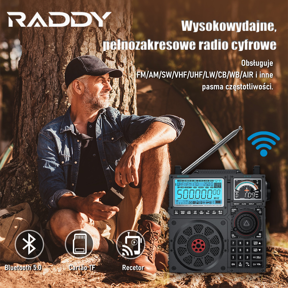Pełnozakresowy radiotelefon krótkofalowy RADDY RF919 SSB z pasmem pogodowym NOAA, odbiornikiem AM SW VHF UHF AIR CB WB i SSB