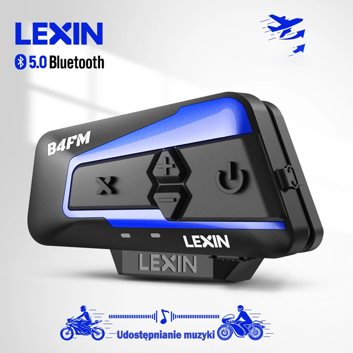 Lexin B4FM Interkom motocyklowy, zestaw słuchawkowy Bluetooth, komunikacja FM do kasków motocyklowych, łączność dla 4 osób, do jazdy konnej, jazdy na nartach