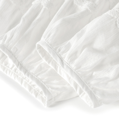 French Loose Lace Stitching Retro Pure White Dress