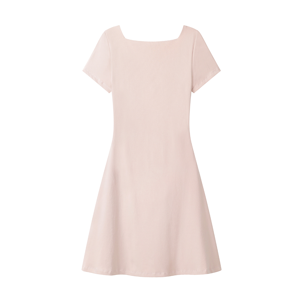 Summer French Square Collar Neck Slim Dress