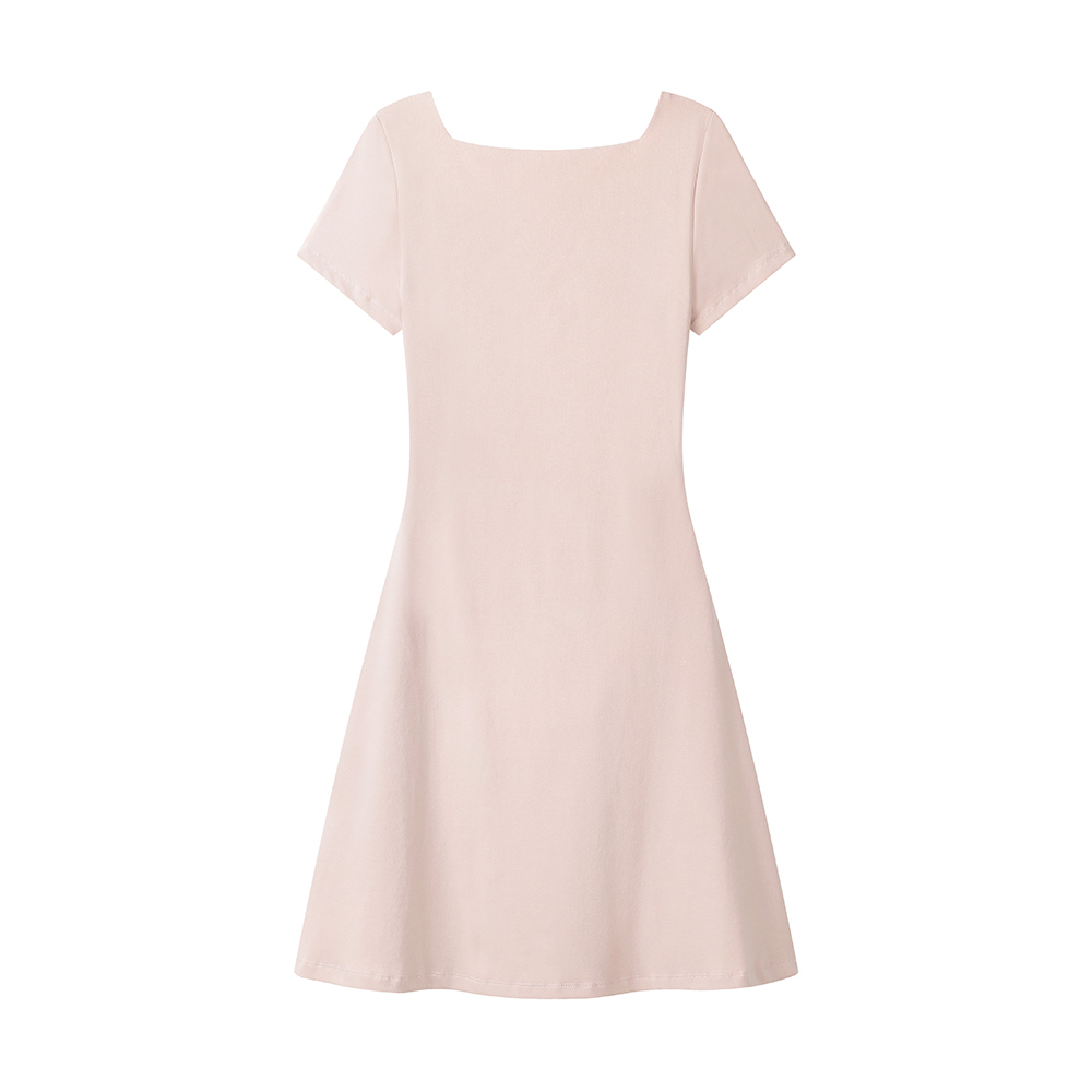 Summer French Square Collar Neck Slim Dress