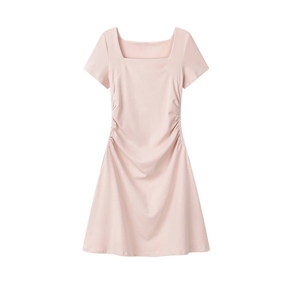 Summer French Square Collar Neck Slim Dress