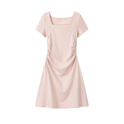 Summer French Square Collar Neck Slim Dress