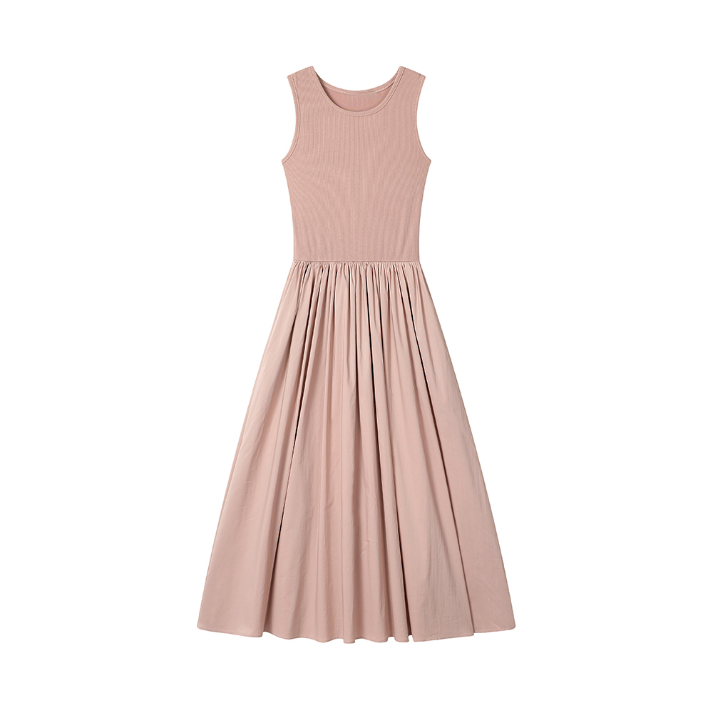 Pure Color Elegant Sleeveless Waist Design Long Dress