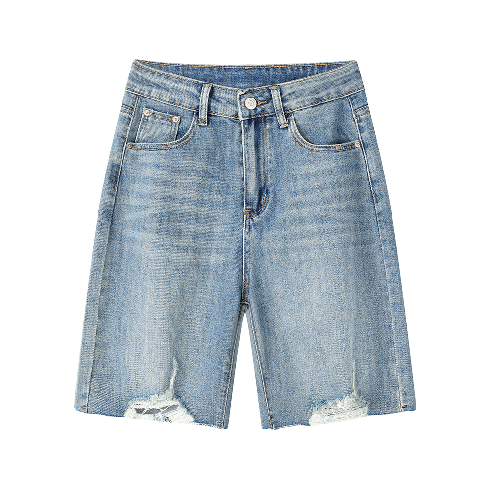 American Style Retro Ripped Distressed Denim Shorts