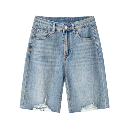 American Style Retro Ripped Distressed Denim Shorts