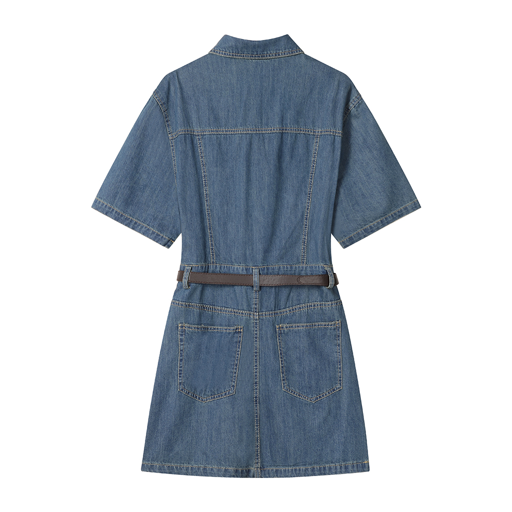 Vintage Waistband Wide Hem Denim Skirt