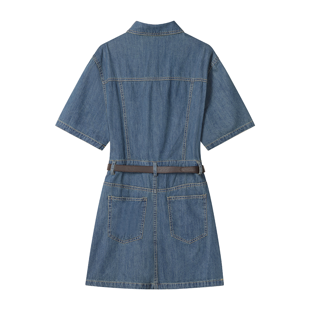 Vintage Waistband Wide Hem Denim Skirt