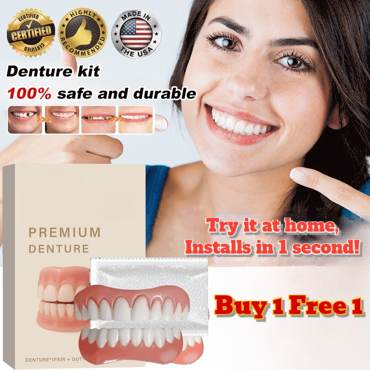 Comfortable silicone denture set - No dentist, no appointments. Try at home, installs in 1 second.