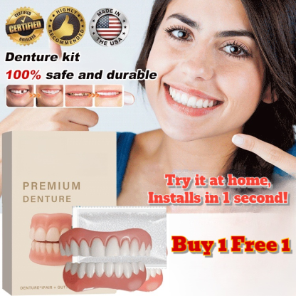 Comfortable silicone denture set - No dentist, no appointments. Try at home, installs in 1 second.