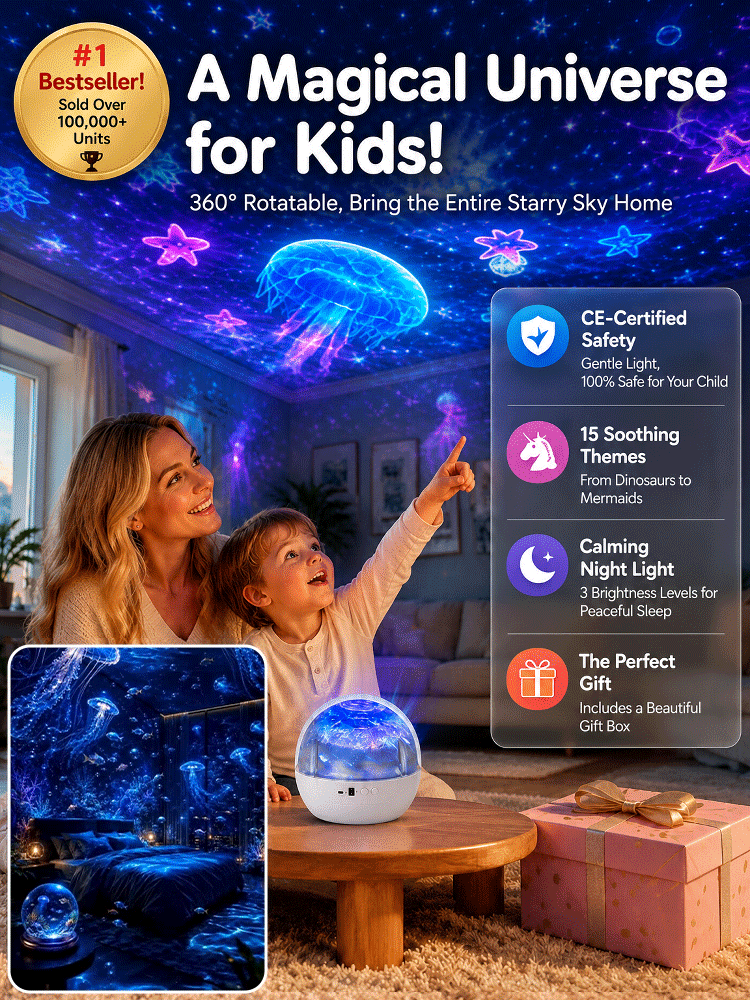 [360° Rotation] Ocean & Starry Sky Atmosphere Rotating Projection Lamp: Ultra-HD 3D Projection Tech for Home & Car—Turn Any Space into a Real Aquarium in Just 1 Second!
