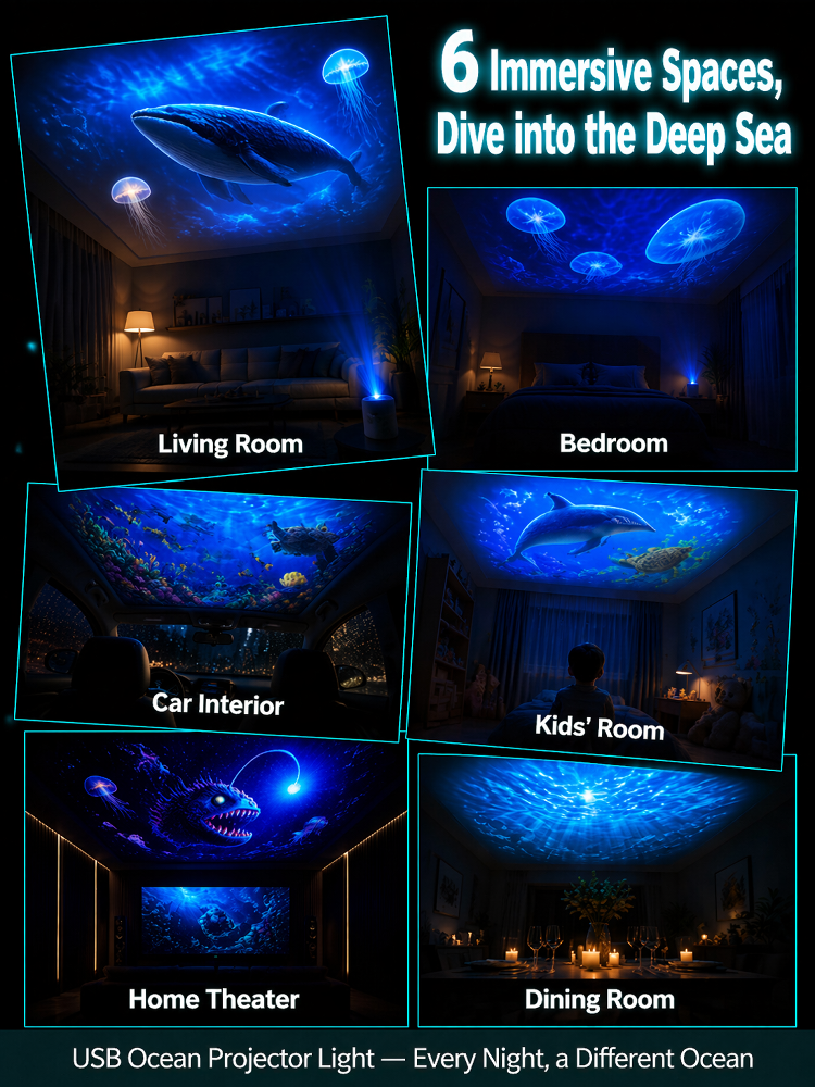 Comauo - Ocean & Galaxy Projector: Ultra-HD 3D Projection Technology to Transform Your Room and Car into an Aquarium in Just 1 Second!