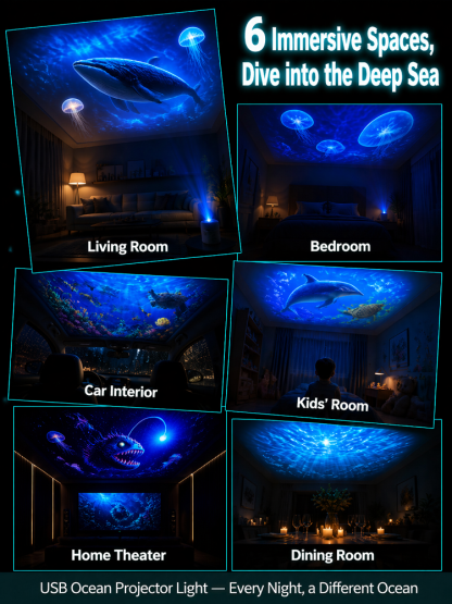 Comauo - Ocean & Galaxy Projector: Ultra-HD 3D Projection Technology to Transform Your Room and Car into an Aquarium in Just 1 Second!