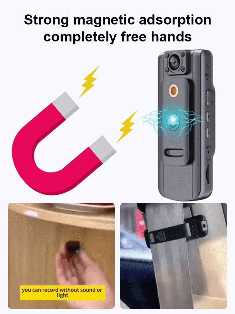 [Same as US law enforcement] Magnetic back clip motion recorder