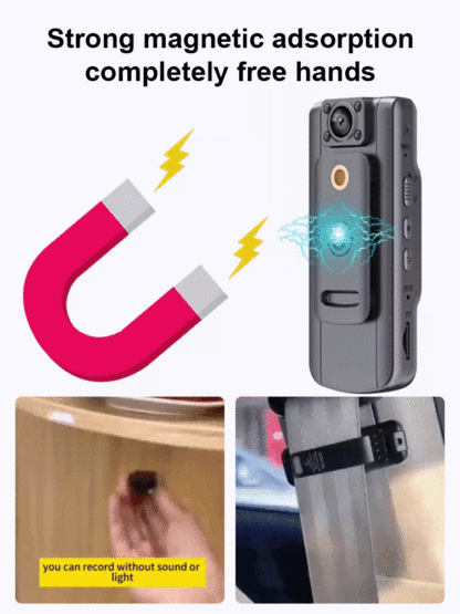 [Same as US law enforcement] Magnetic back clip motion recorder