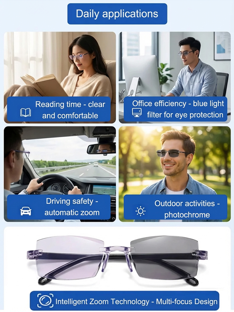 Skip the eye exam! Smart lenses auto-adjust from -1.00 to +10.00 in seconds.