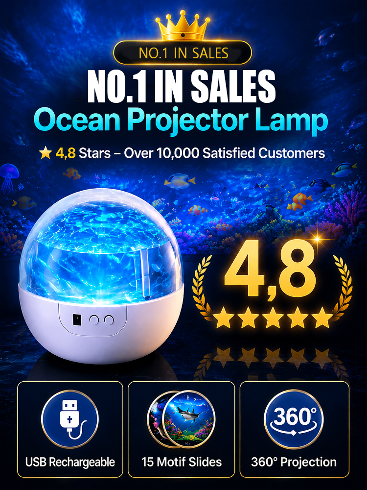 [360° Rotation] Ocean & Starry Sky Atmosphere Rotating Projection Lamp: Ultra-HD 3D Projection Tech for Home & Car—Turn Any Space into a Real Aquarium in Just 1 Second!